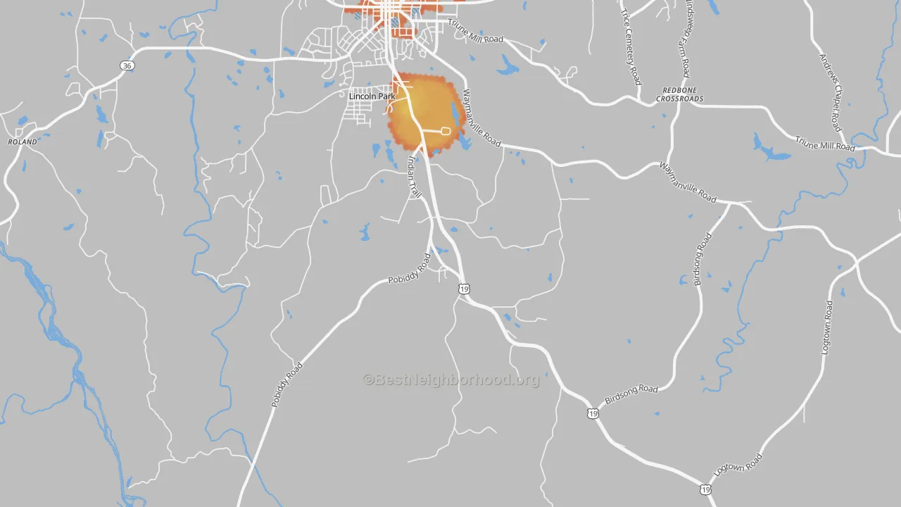 Bike Grade map of Lincoln Park, GA
