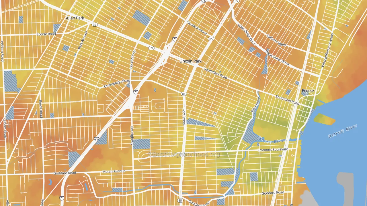 Bike Grade map of Lincoln Park, MI