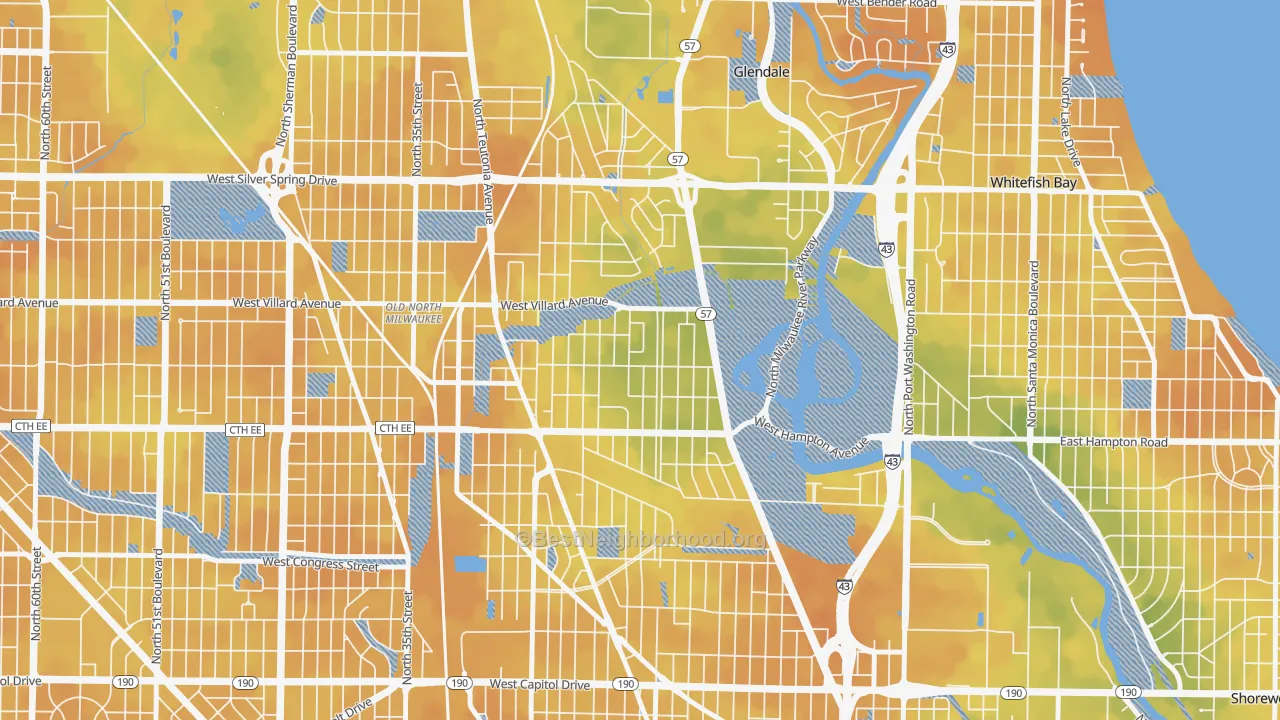 Bike Grade map of Lincoln Park, Milwaukee, WI