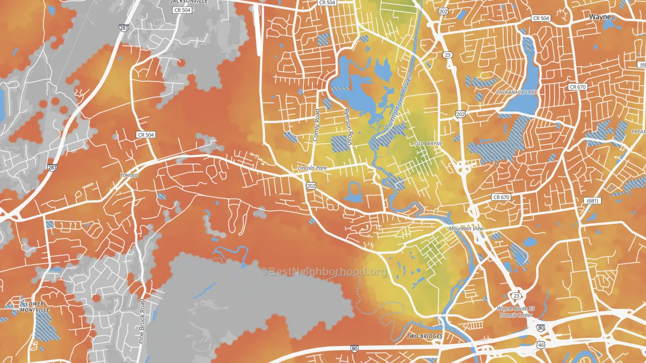 Bike Grade map of Lincoln Park, NJ
