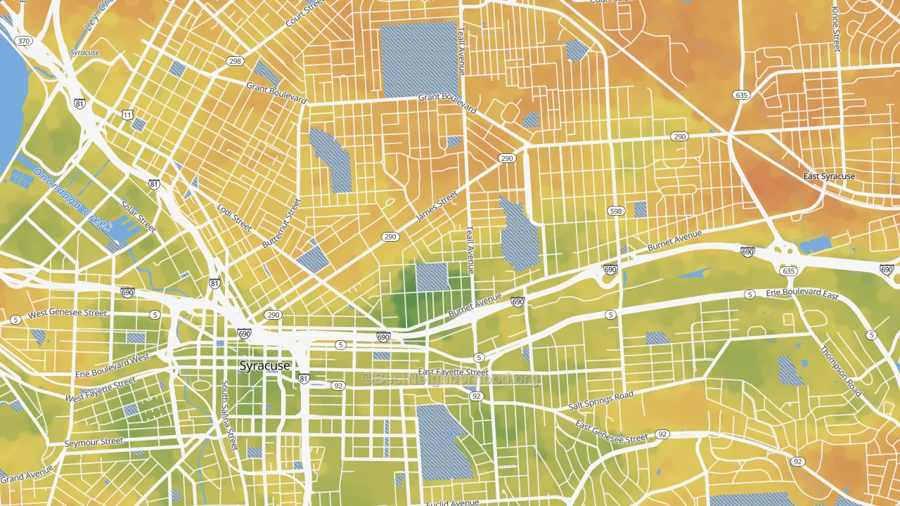 Bike Grade map of Lincoln Park-Syracuse, Syracuse, NY