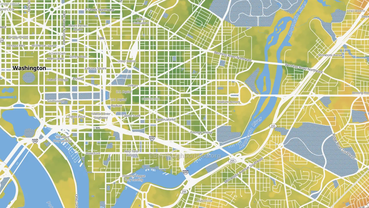 Bike Grade map of Lincoln Park, Washington, DC