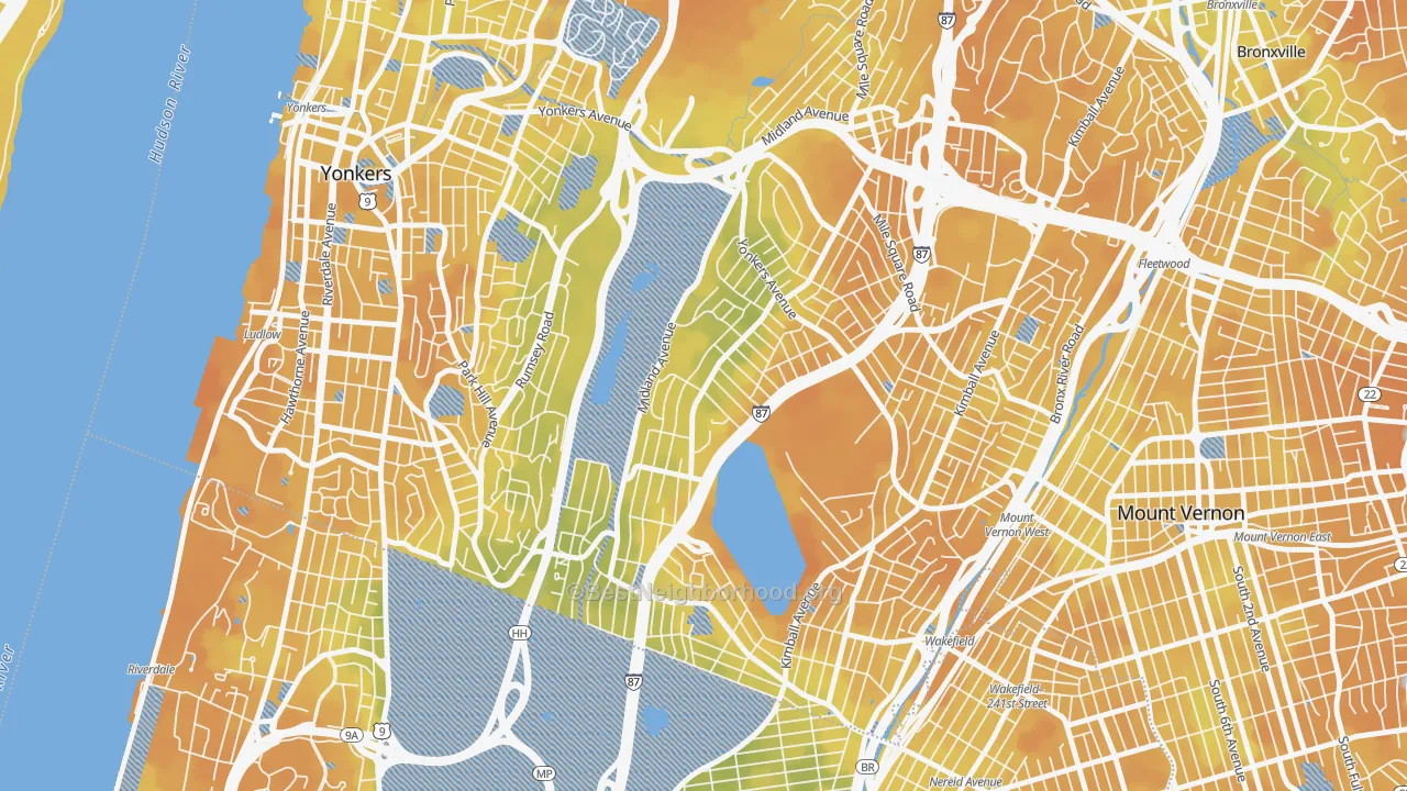 Bike Grade map of Lincoln Park, Yonkers, NY