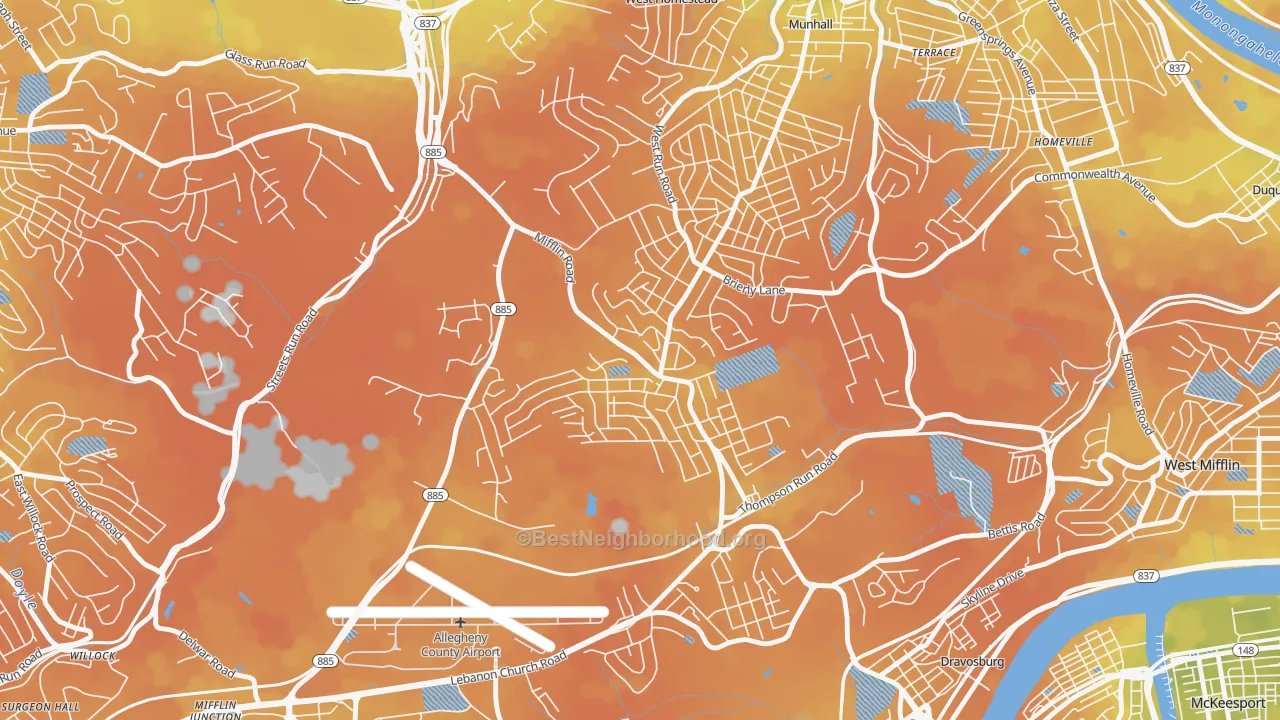 Bike Grade map of Lincoln Place, Pittsburgh, PA
