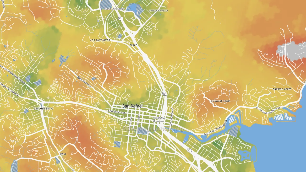Bike Grade map of Lincoln, San Rafael, CA