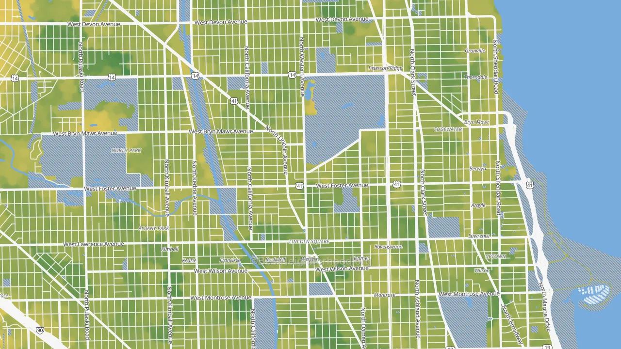 Bike Grade map of Lincoln Square, Chicago, IL