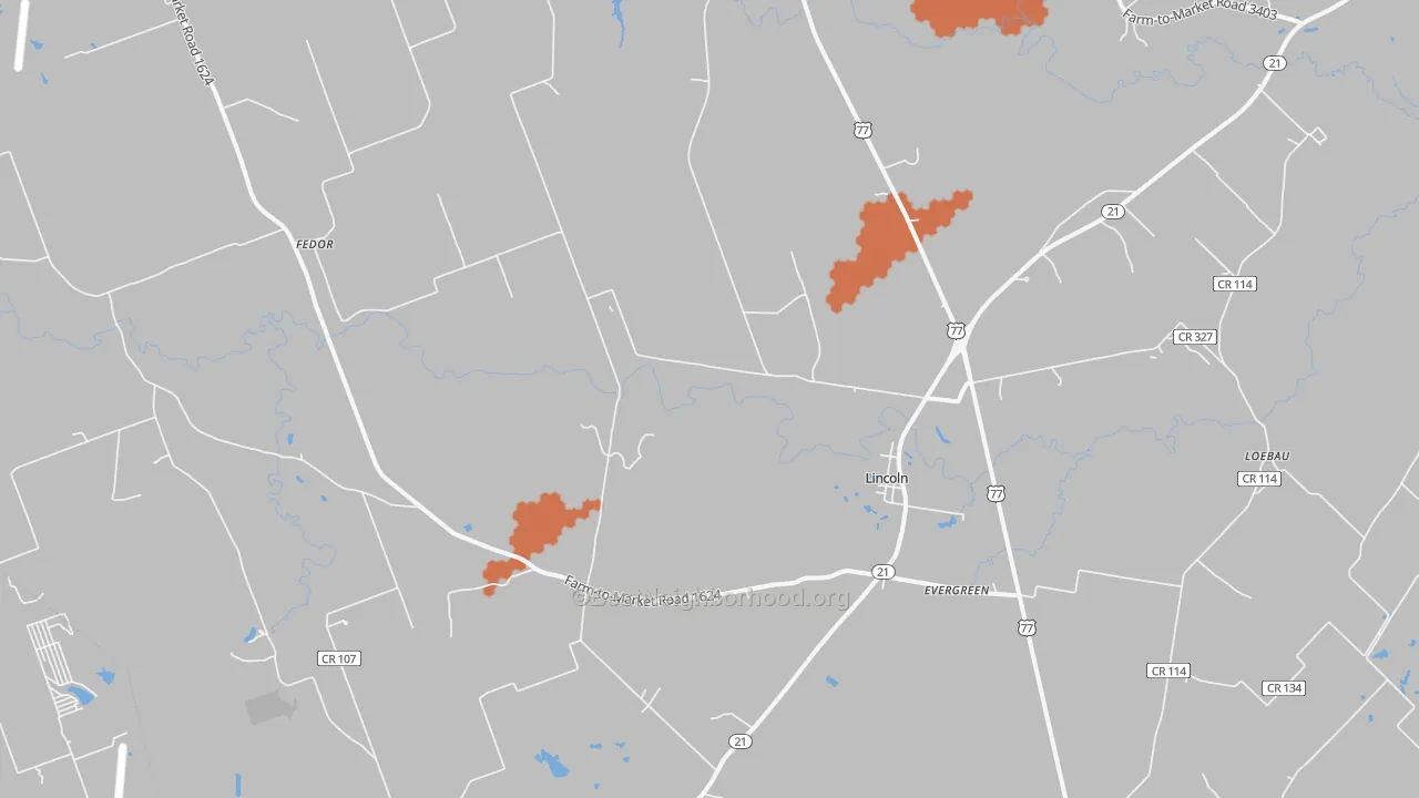 Bike Grade map of Lincoln, TX