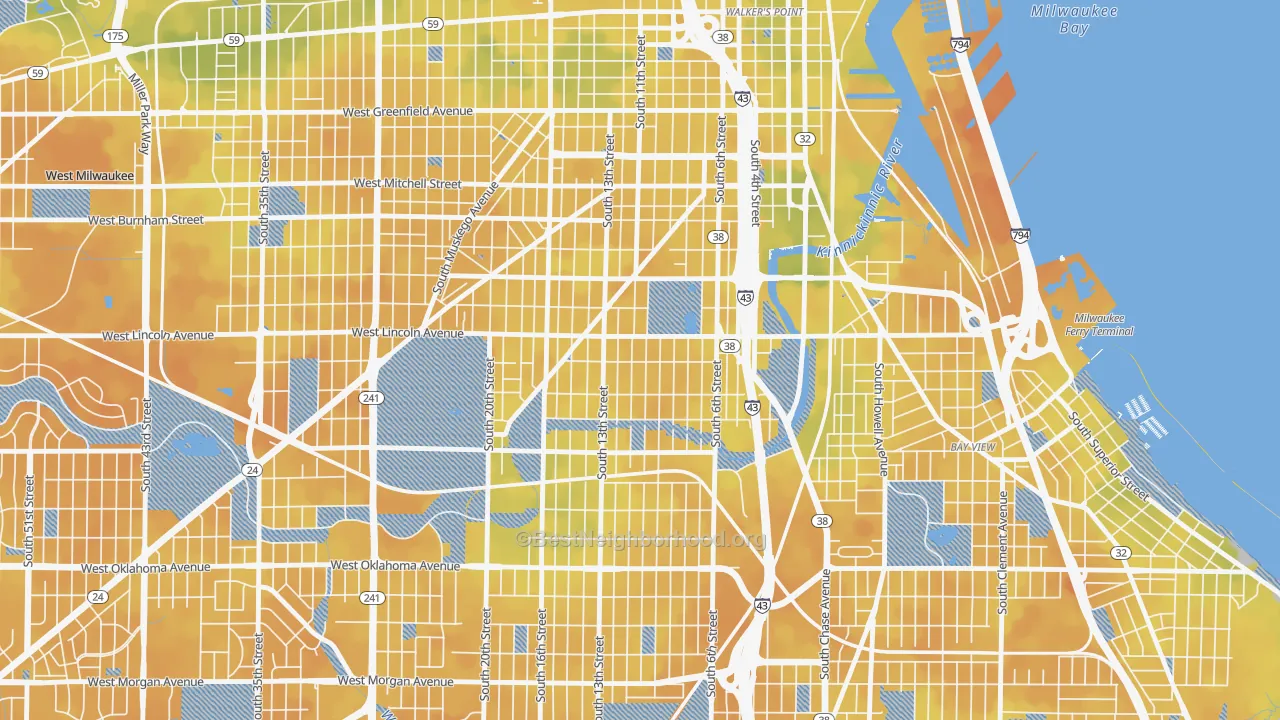 Bike Grade map of Lincoln Village, Milwaukee, WI