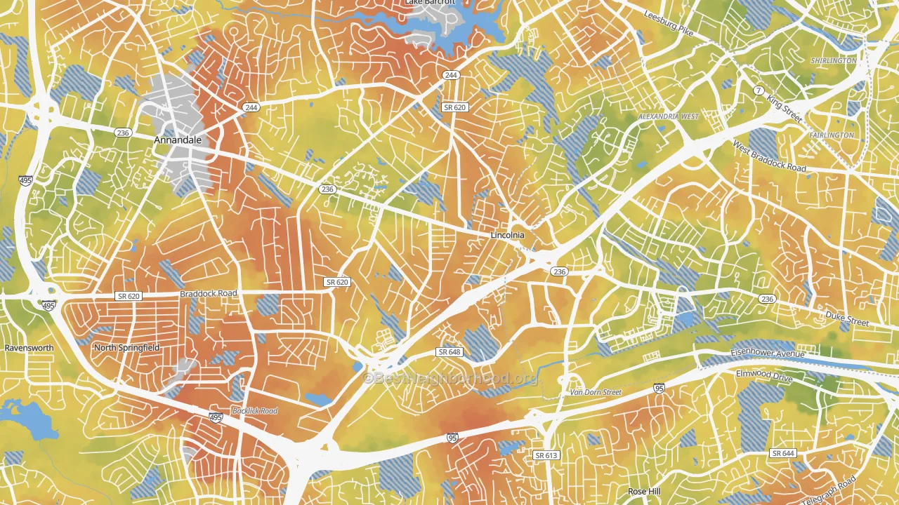 Bike Grade map of Lincolnia, VA
