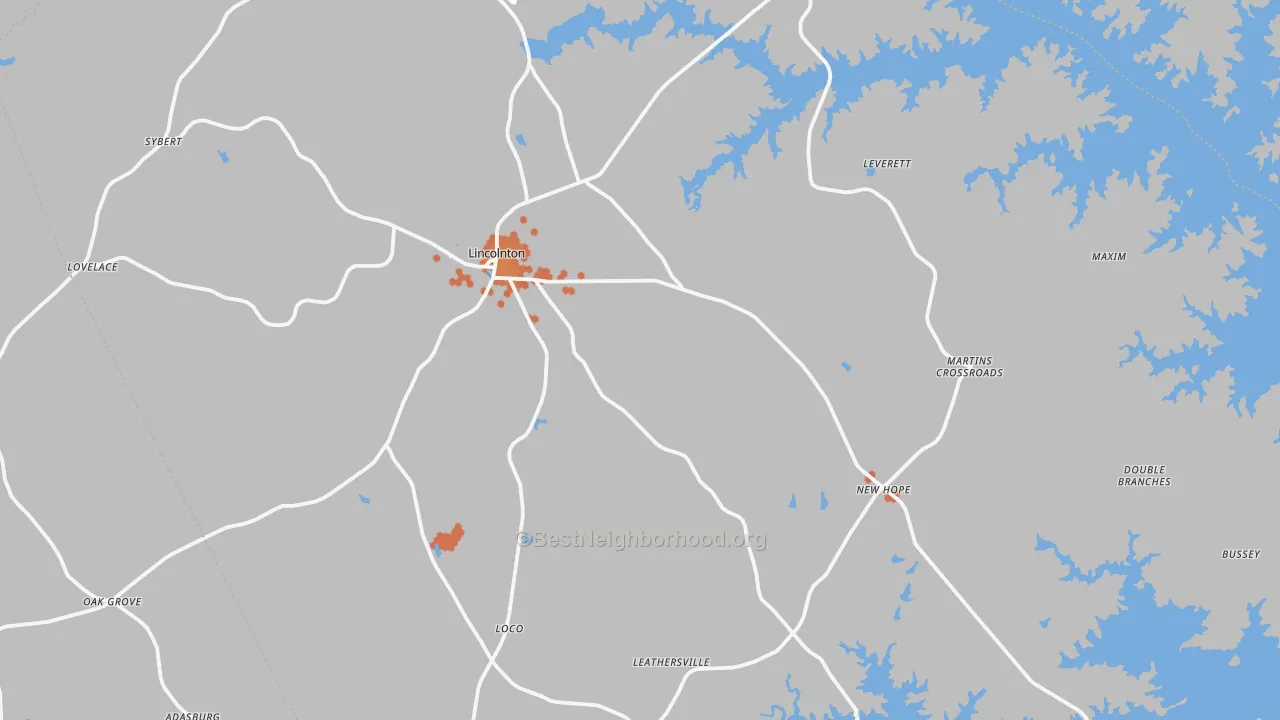 Bike Grade map of Lincolnton, GA