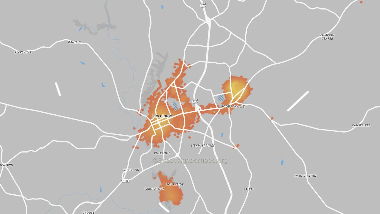 Bike Grade map of Lincolnton, NC