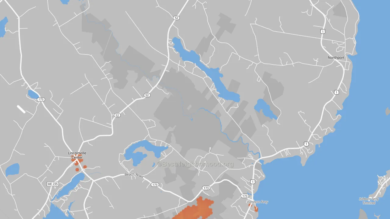 Bike Grade map of Lincolnville, ME