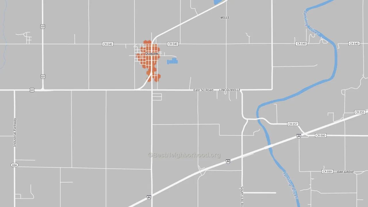 Bike Grade map of Lincolnville, OK