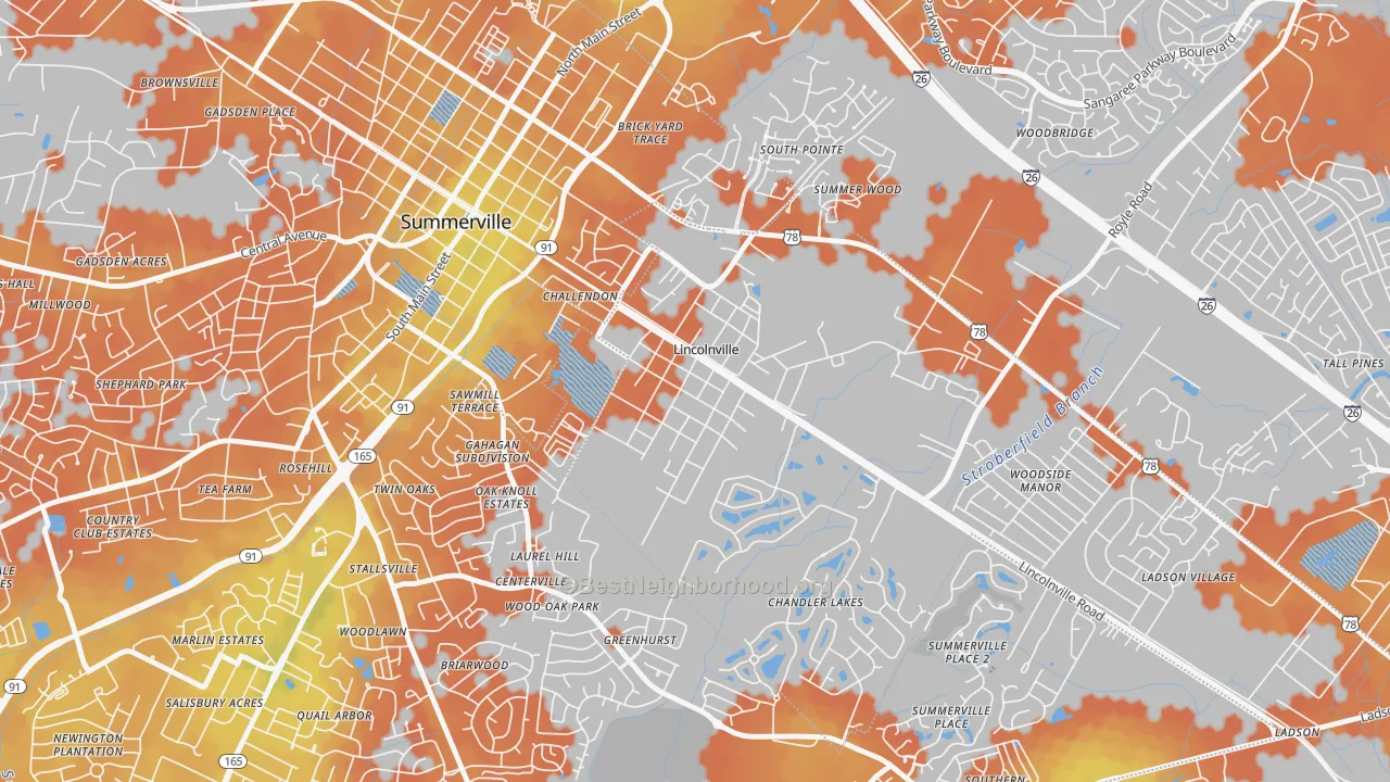 Bike Grade map of Lincolnville, SC