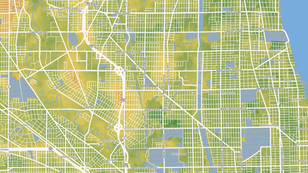 Bike Grade map of Lincolnwood, IL