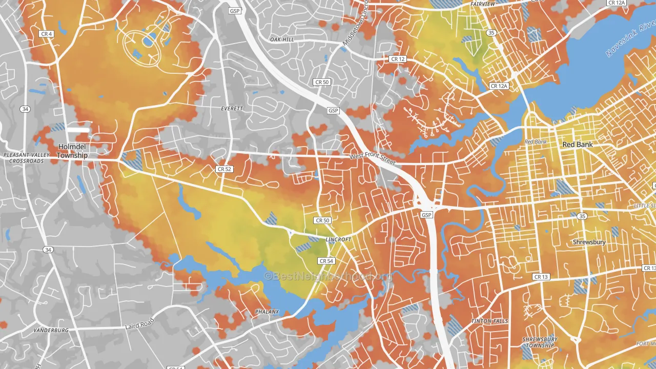 Bike Grade map of Lincroft, NJ