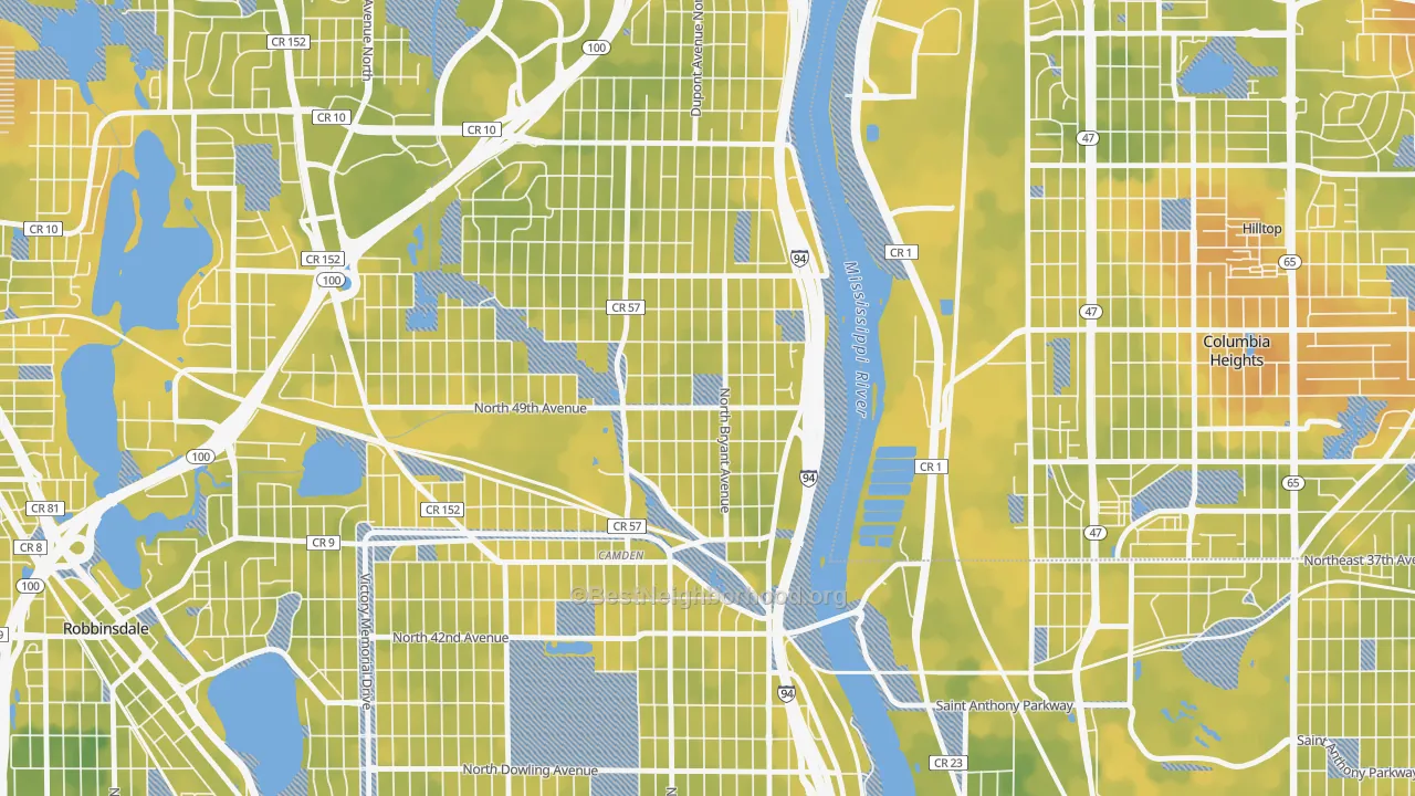 Bike Grade map of Lind-Bohanon, Minneapolis, MN