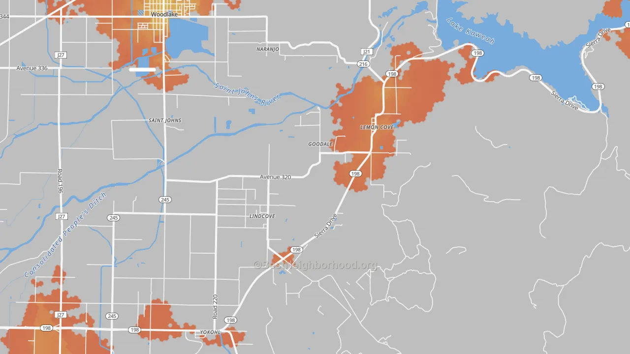 Bike Grade map of Lind Cove, CA