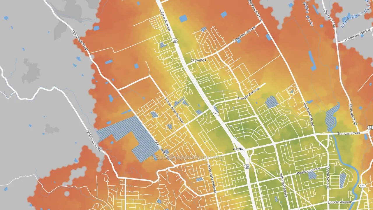 Bike Grade map of Linda Vista-San Francisco, Napa, CA