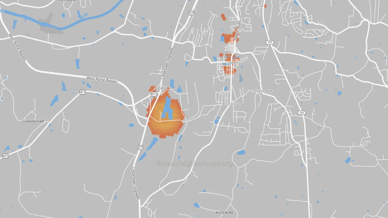 Bike Grade map of Lindale, GA