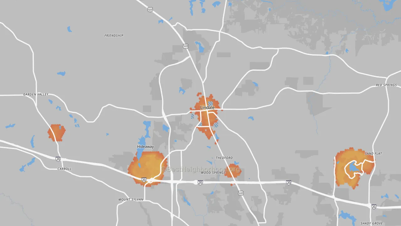 Bike Grade map of Lindale, TX