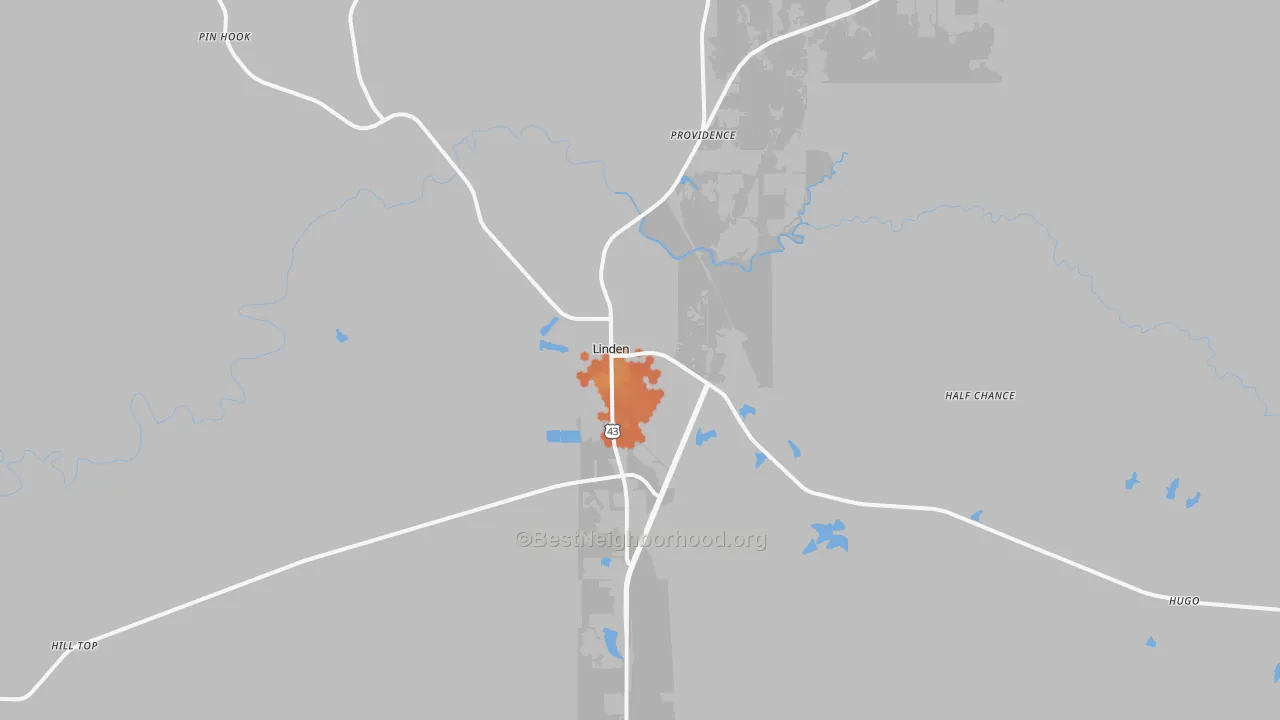 Bike Grade map of Linden, AL