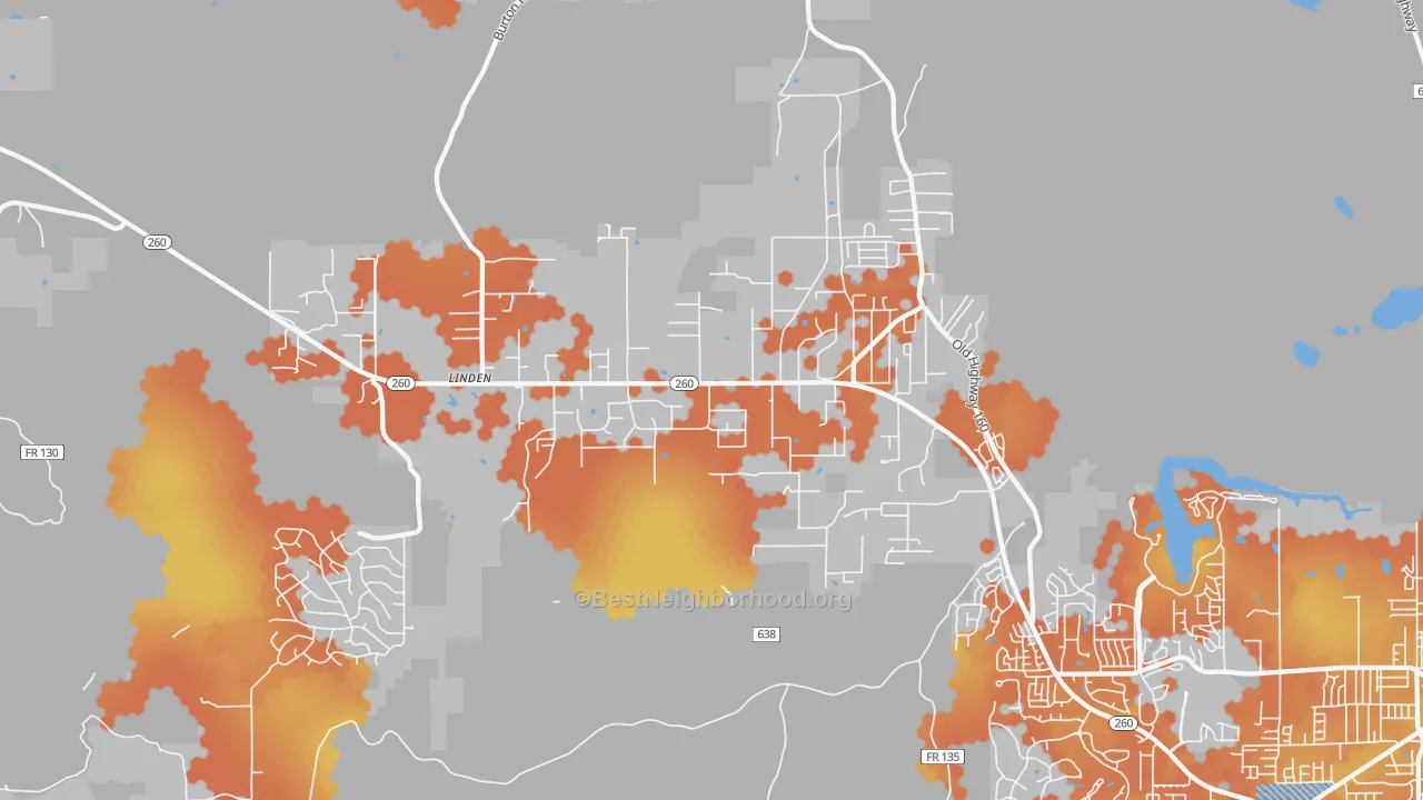 Bike Grade map of Linden, AZ