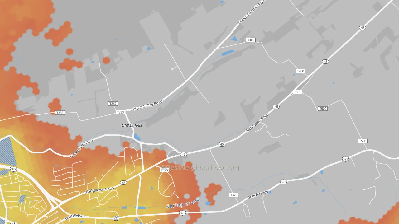 Bike Grade map of Linden Hall, PA