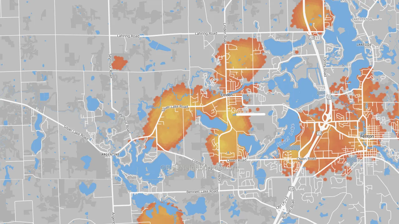 Bike Grade map of Linden, MI