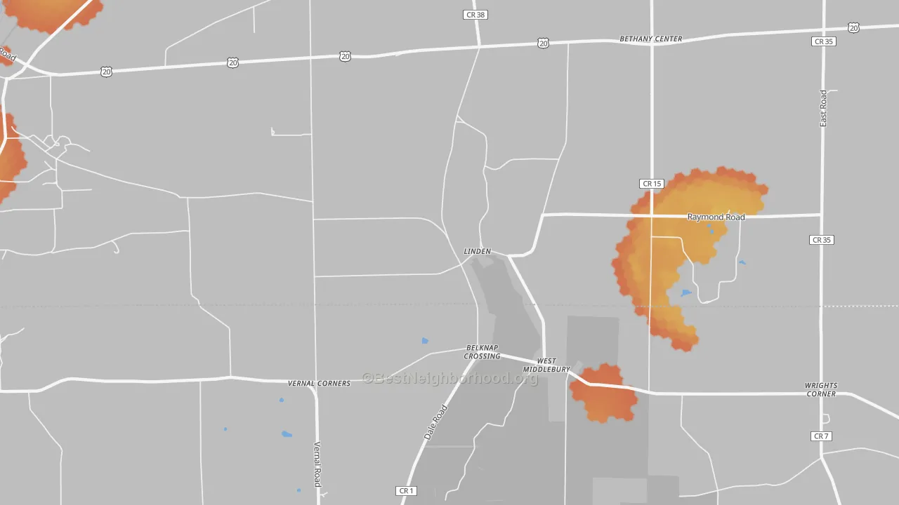 Bike Grade map of Linden, NY