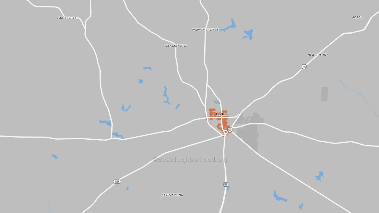 Bike Grade map of Linden, TX