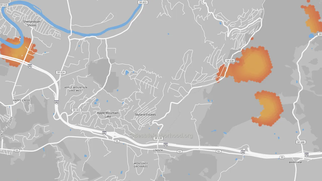 Bike Grade map of Linden, VA