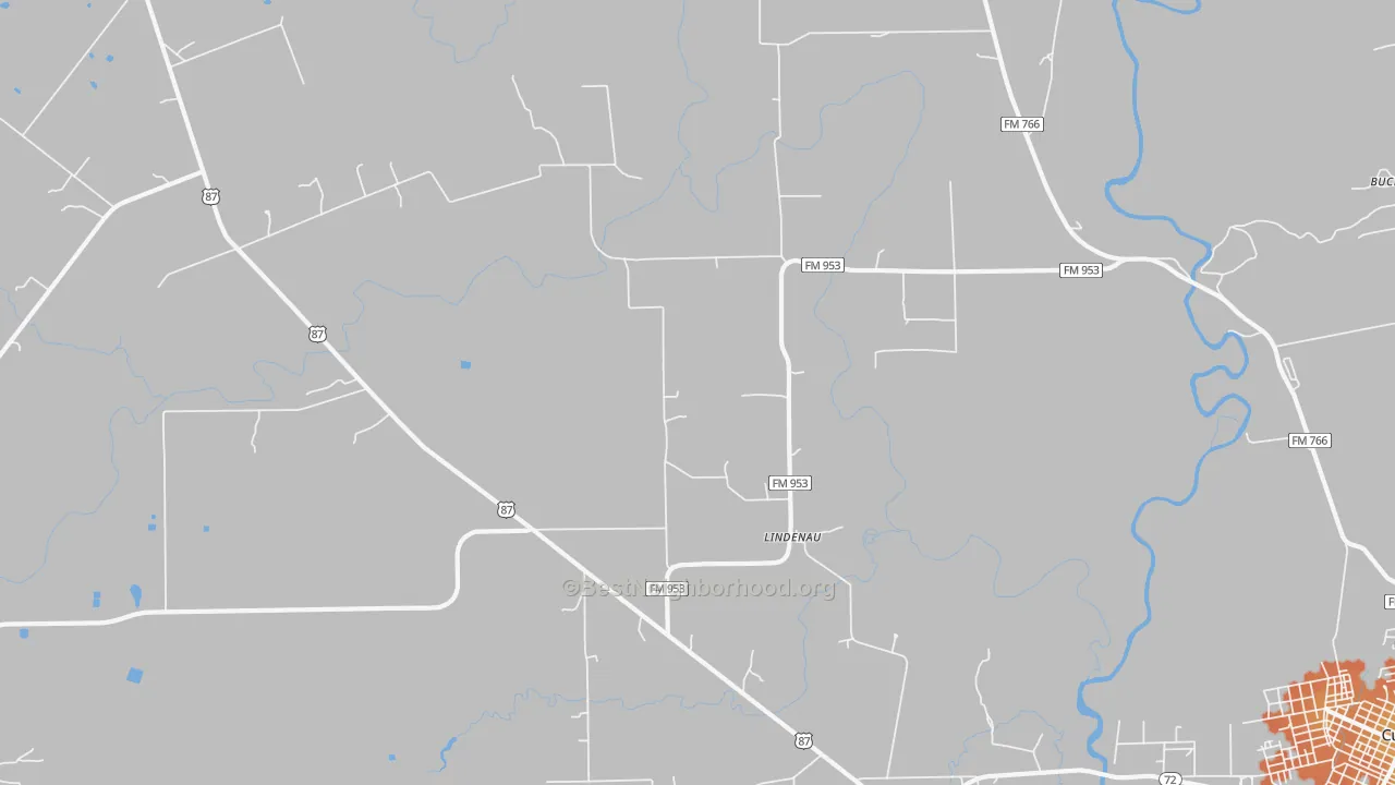 Bike Grade map of Lindenau, TX