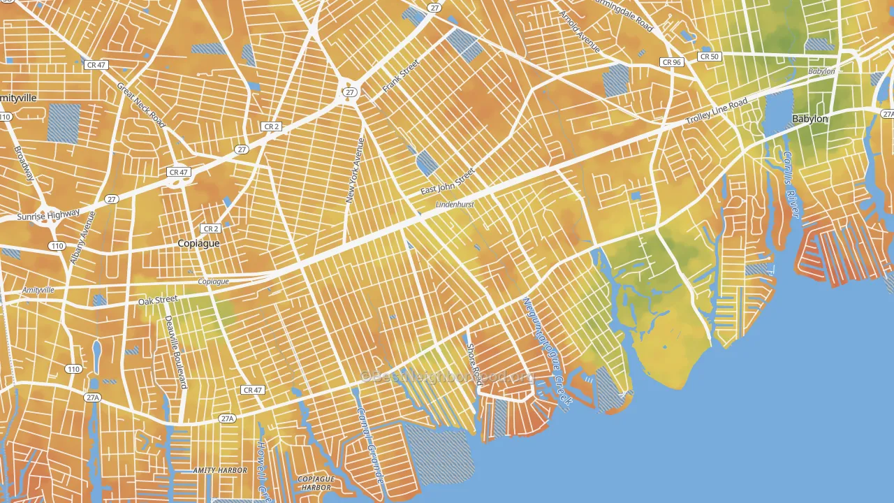 Bike Grade map of Lindenhurst, NY