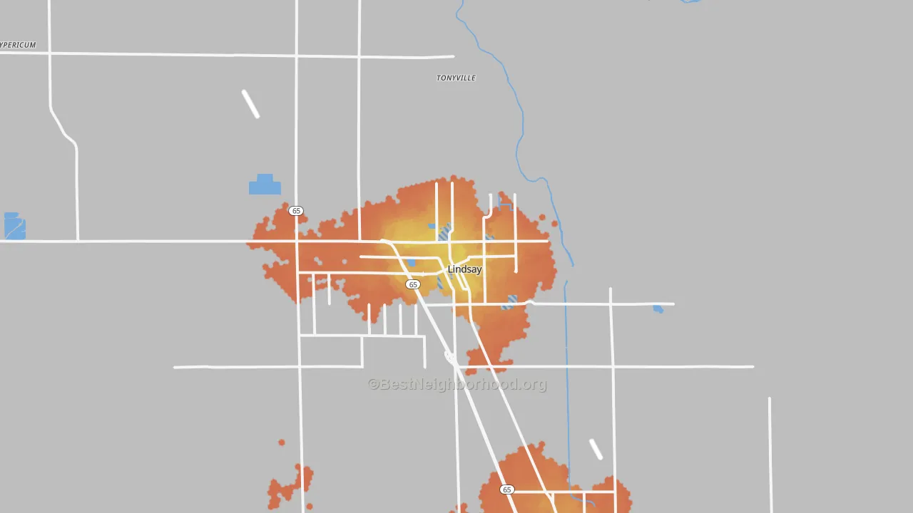 Bike Grade map of Lindsay, CA
