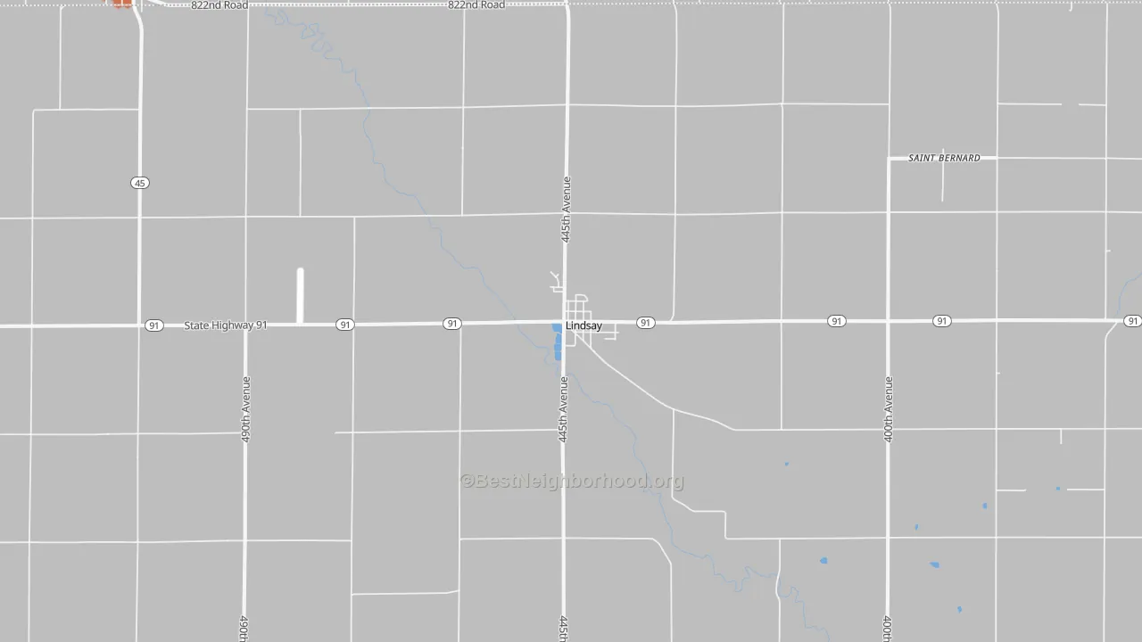 Bike Grade map of Lindsay, NE