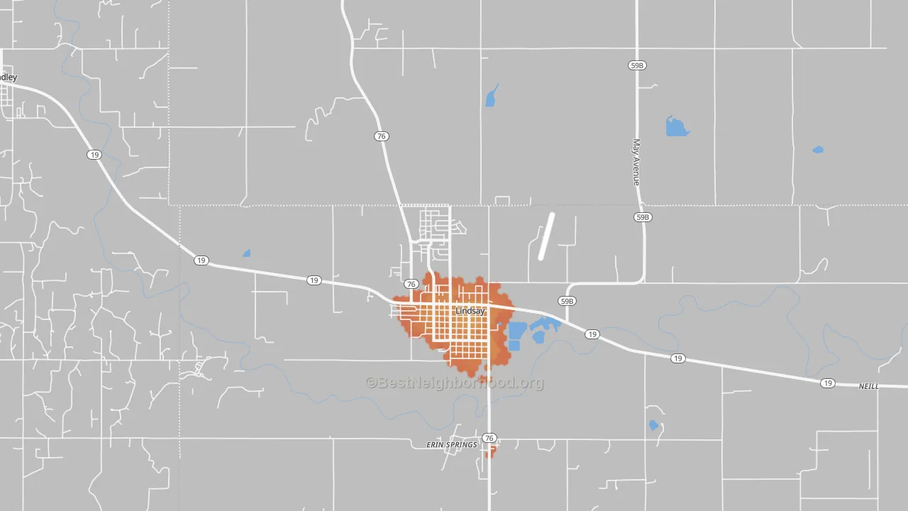 Bike Grade map of Lindsay, OK