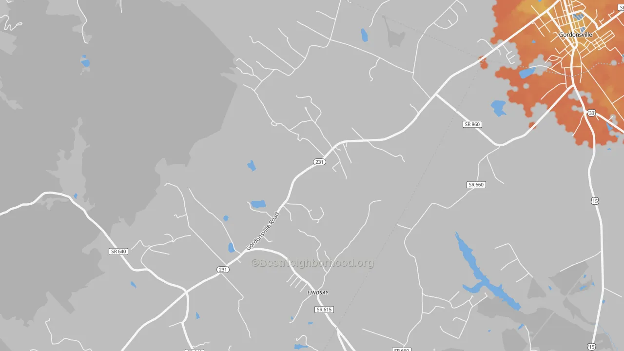 Bike Grade map of Lindsay, VA