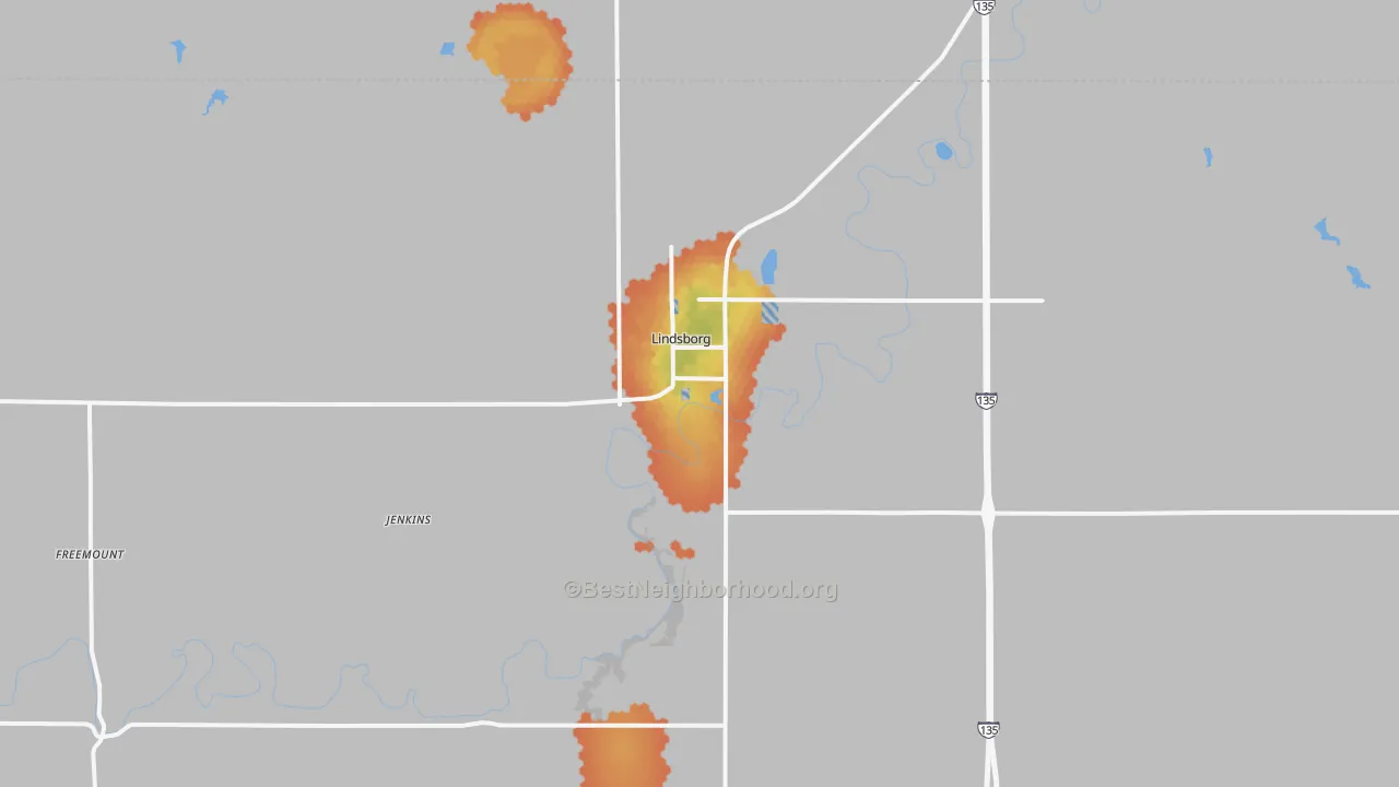 Bike Grade map of Lindsborg, KS