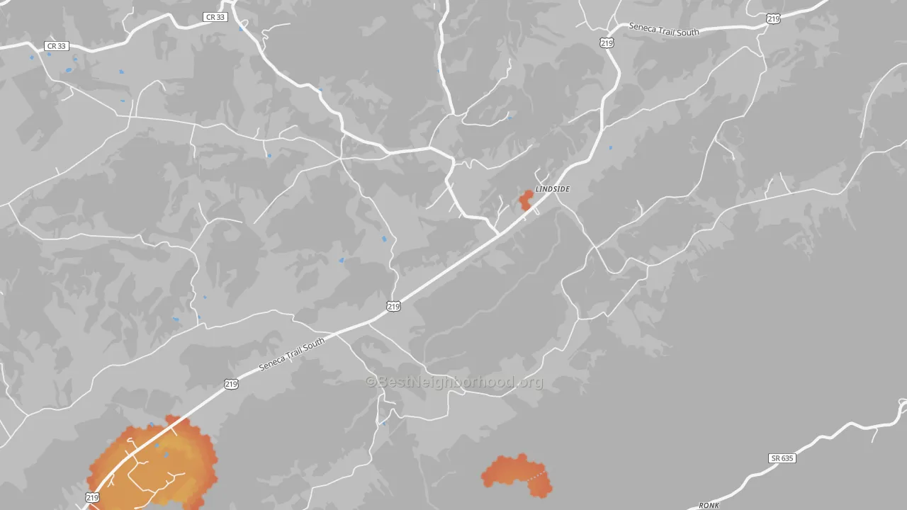 Bike Grade map of Lindside, WV