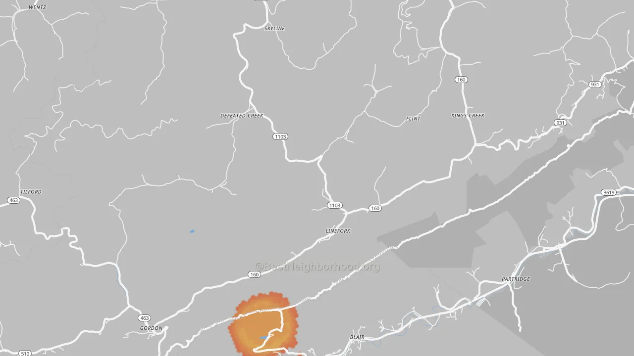 Bike Grade map of Linefork, KY