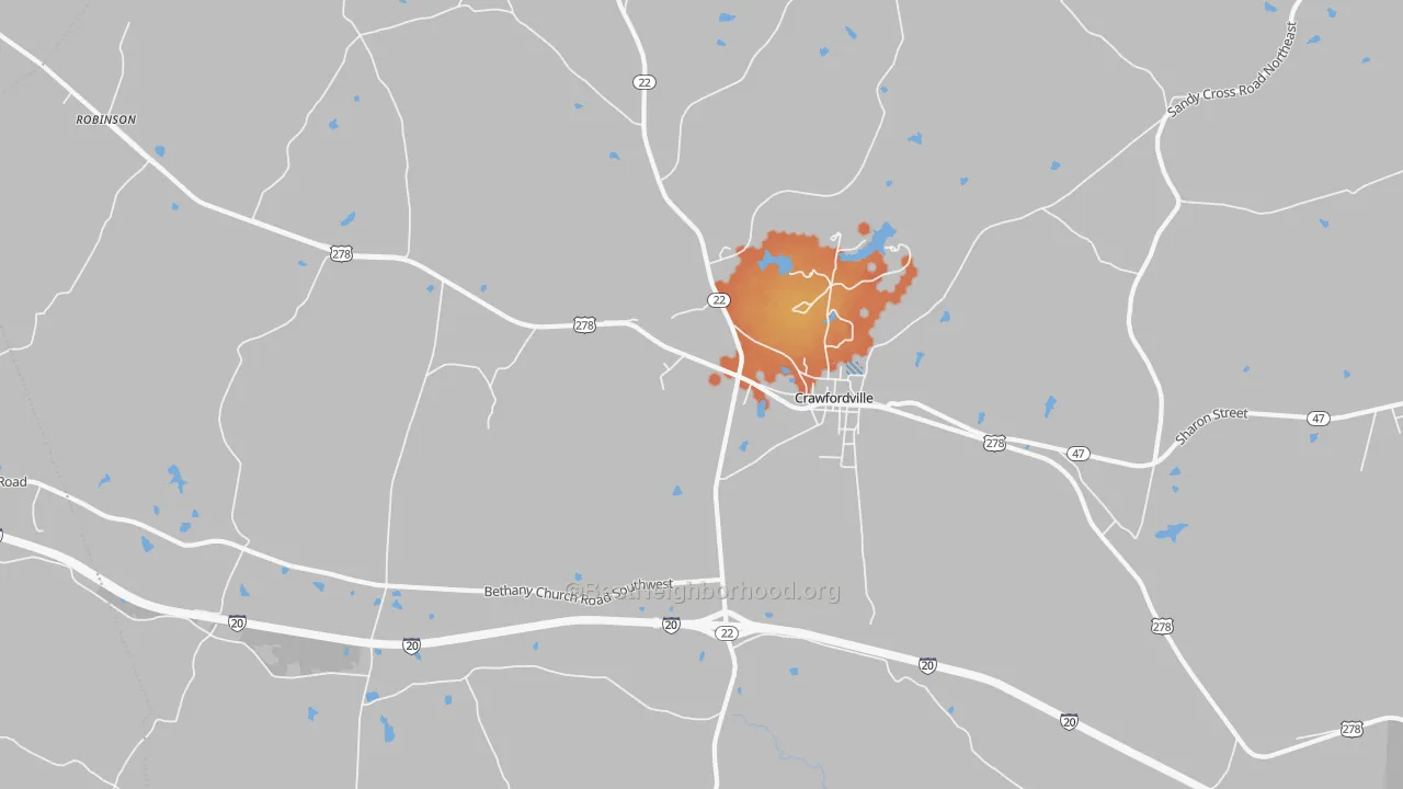 Bike Grade map of Linesville, GA