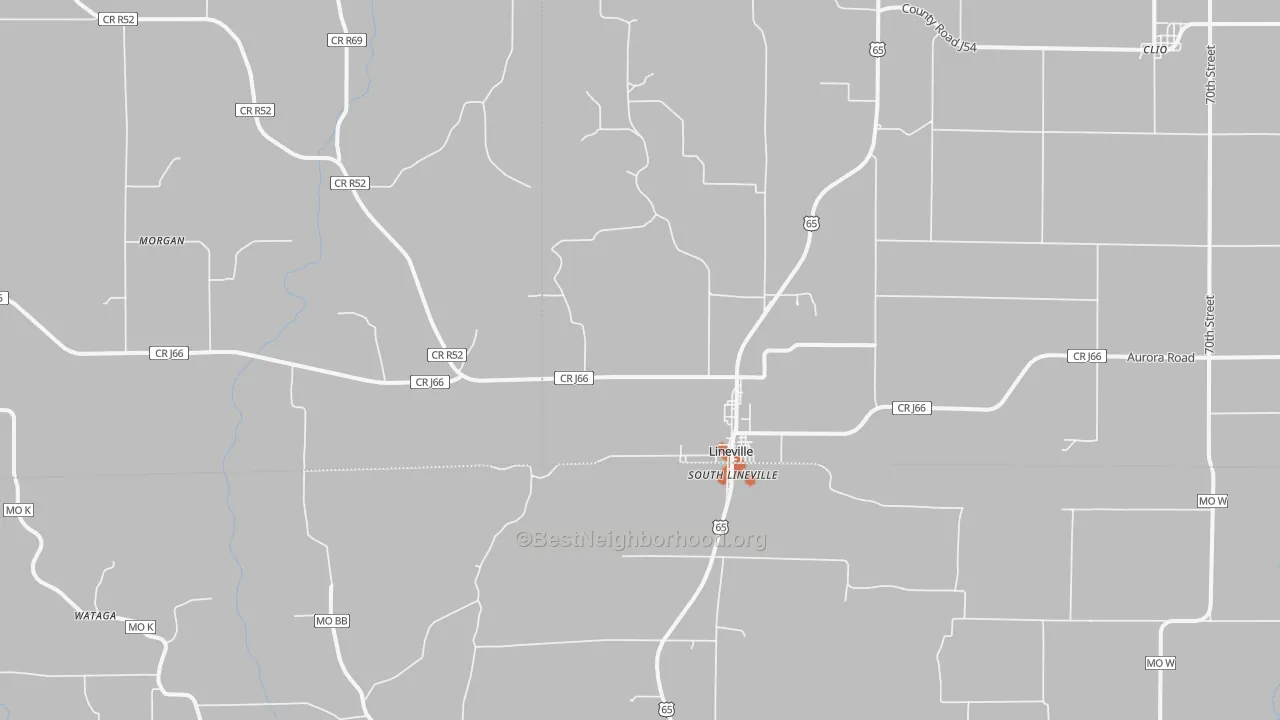 Bike Grade map of Lineville, IA