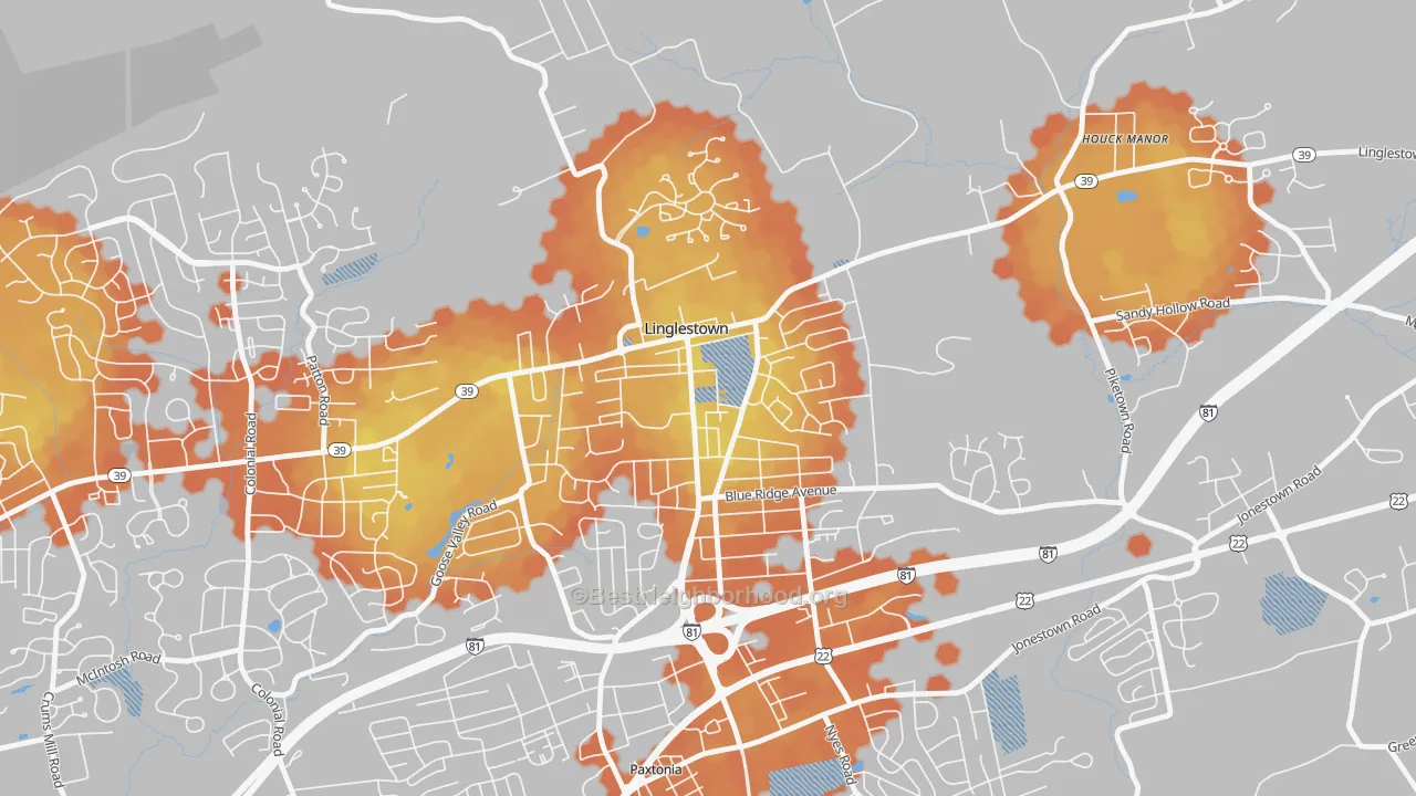 Bike Grade map of Linglestown, PA