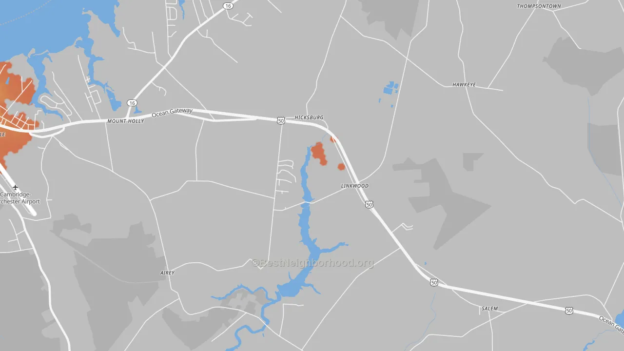 Bike Grade map of Linkwood, MD