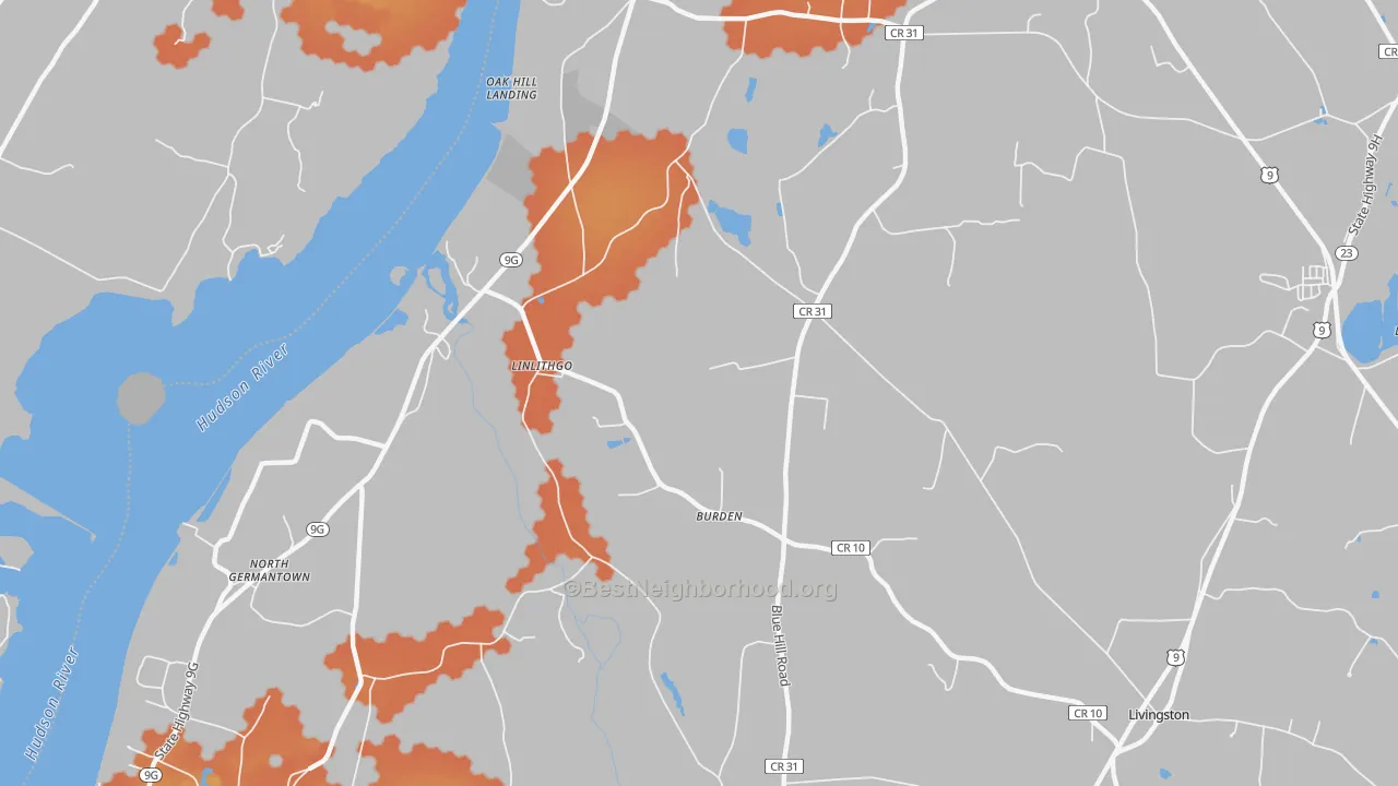Bike Grade map of Linlithgo, NY