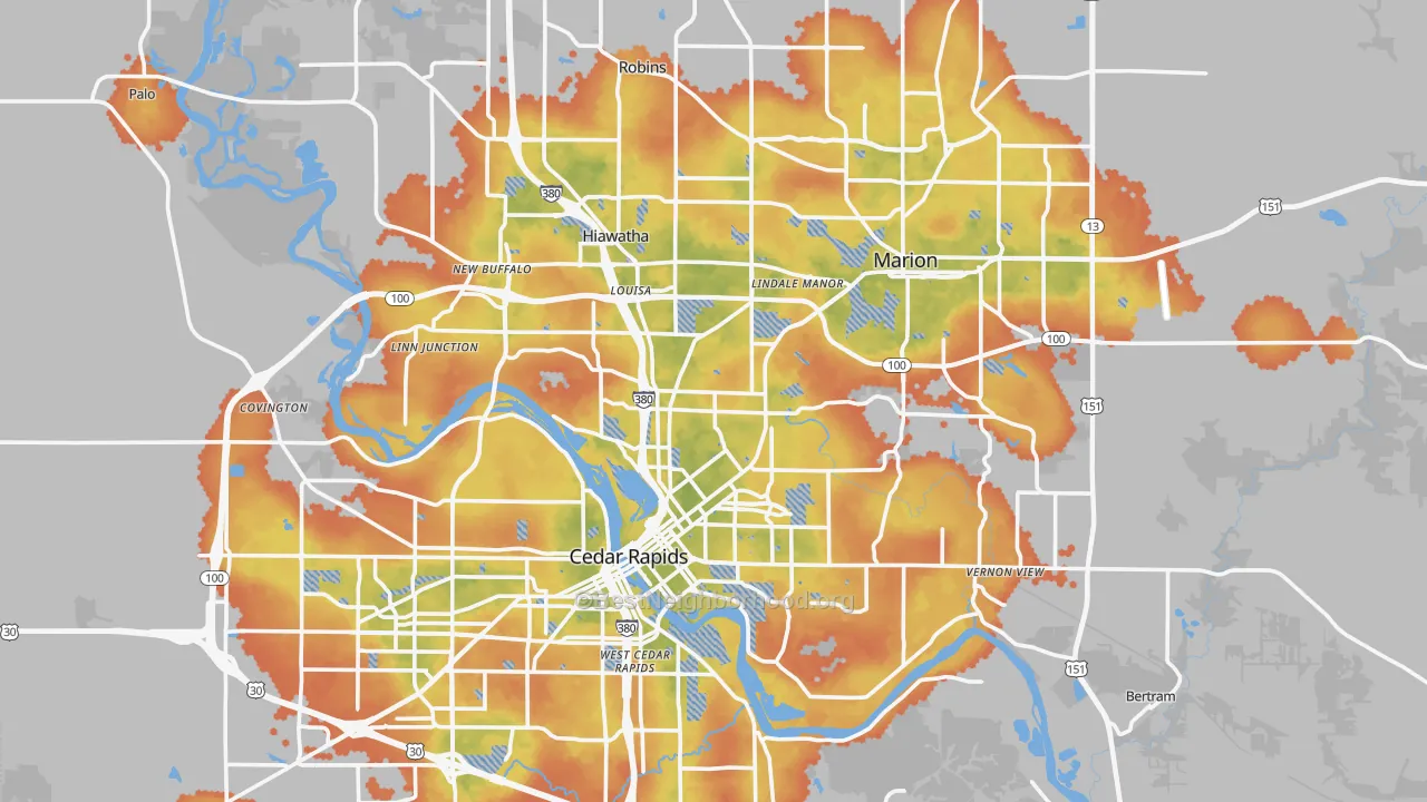 Bike Grade map of Linn County, IA