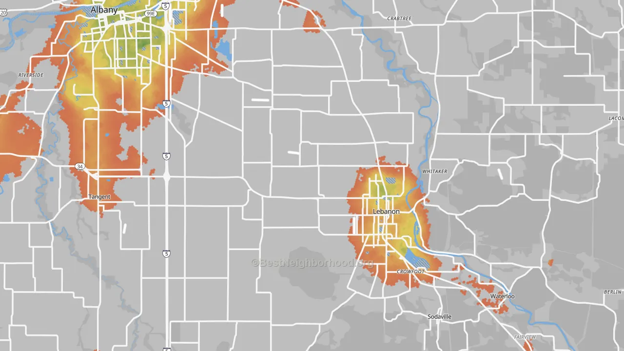 Bike Grade map of Linn County, OR