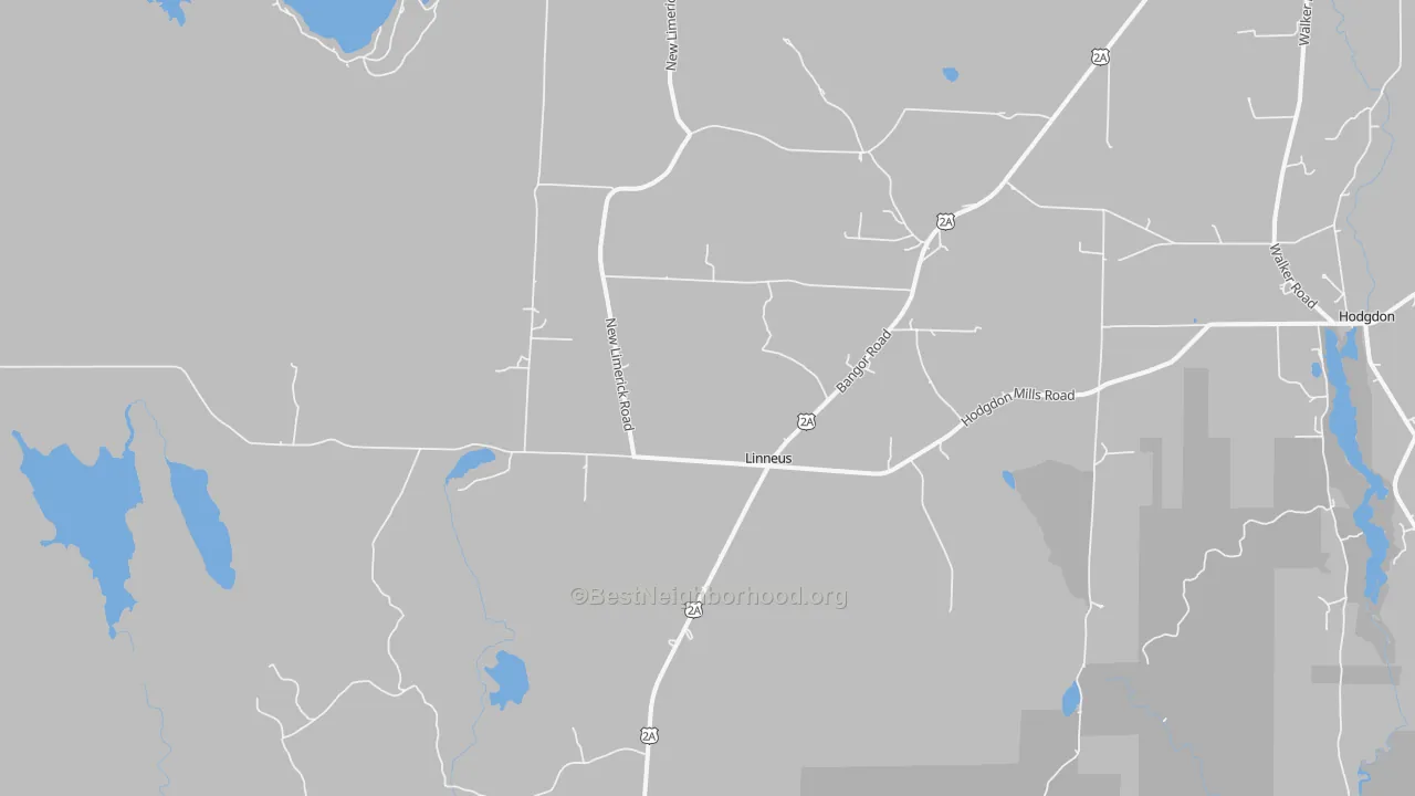 Bike Grade map of Linneus, ME