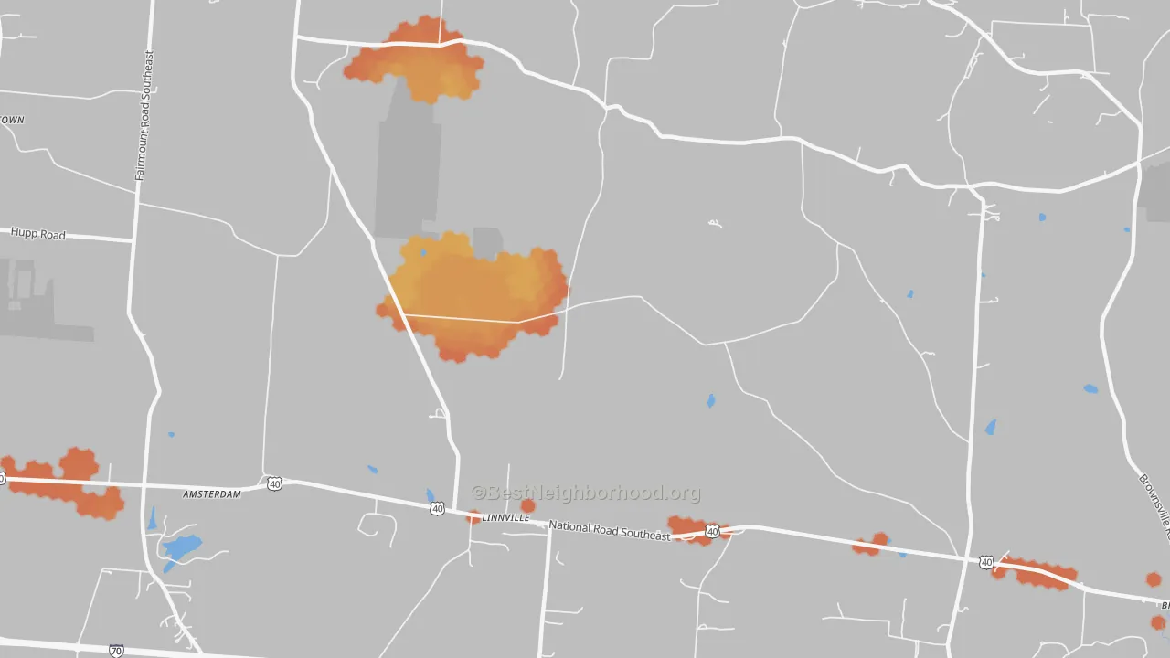 Bike Grade map of Linnville, OH
